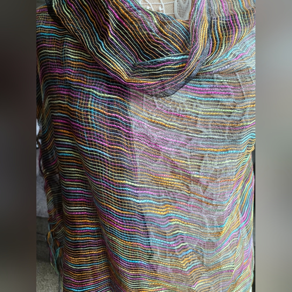 Egon Furstenberg Translucent Multicolored Rectangular Scarf